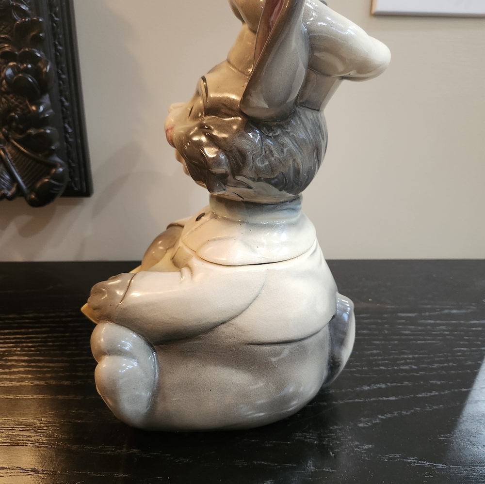 Vintage Brush McCoy Pottery Happy Bunny Chef Rabbit Cookie Jar Rare 1960's - Picture 4 of 10